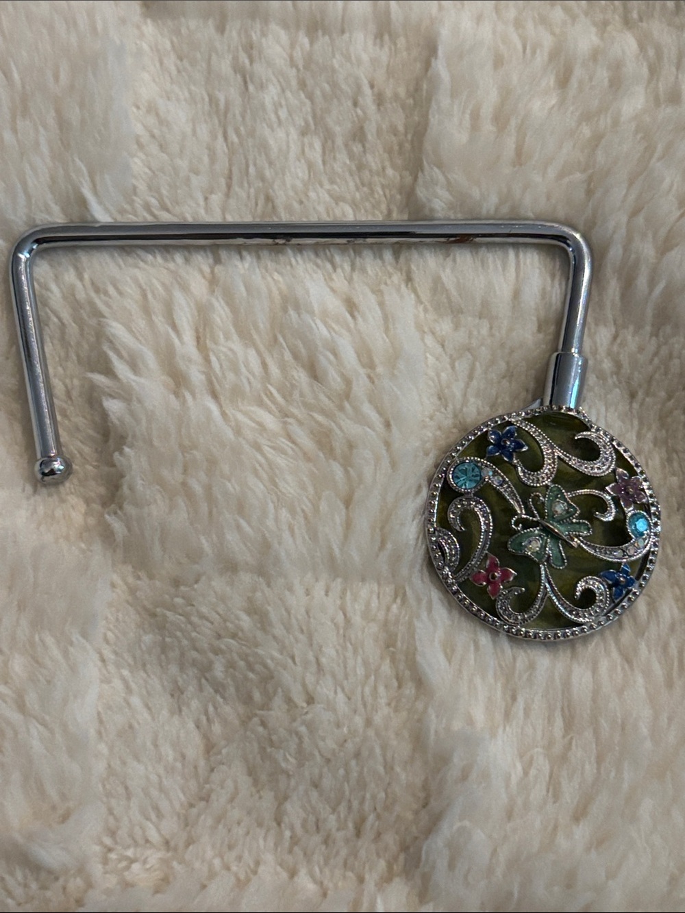 Floral and Butterfly Rhinestone Purse Bag Holder